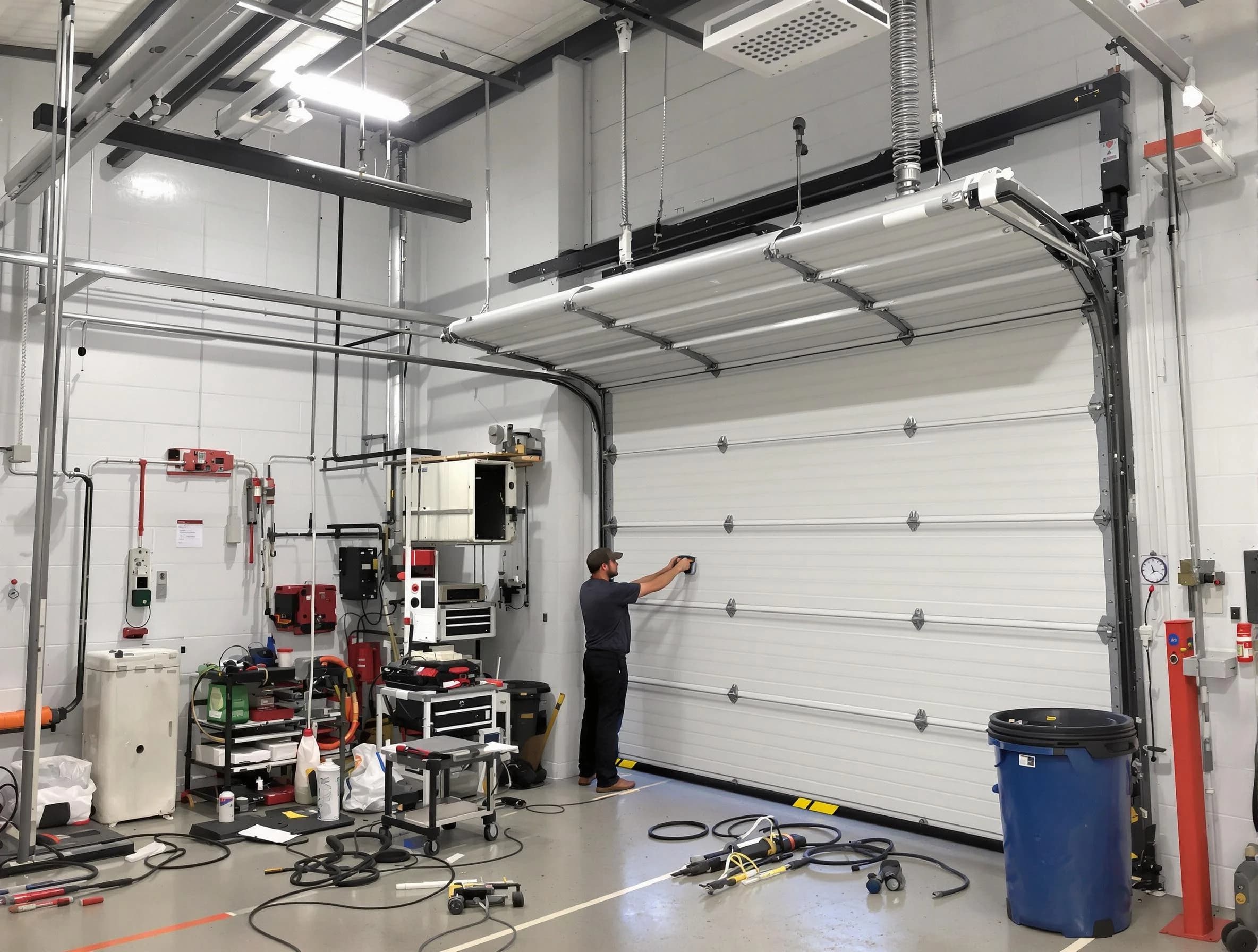 South Park Garage Door Repair certified technician performing commercial door repair at a South Park business facility