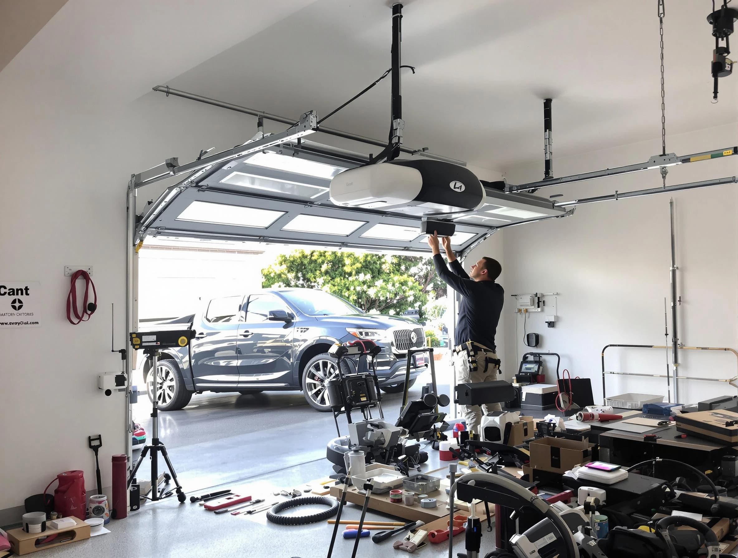 South Park Garage Door Repair specialist installing smart garage door opener system in South Park home