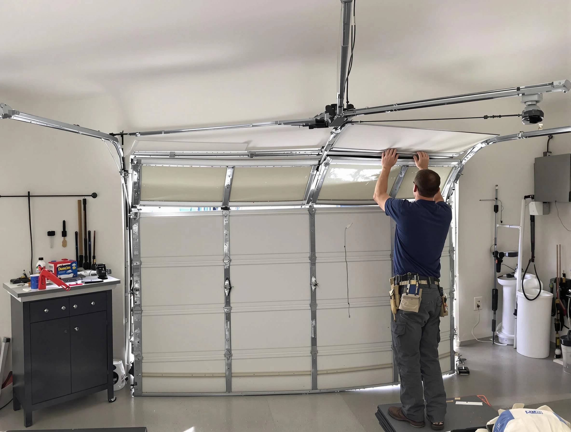 South Park Garage Door Repair specialist performing precise section replacement on South Park garage door