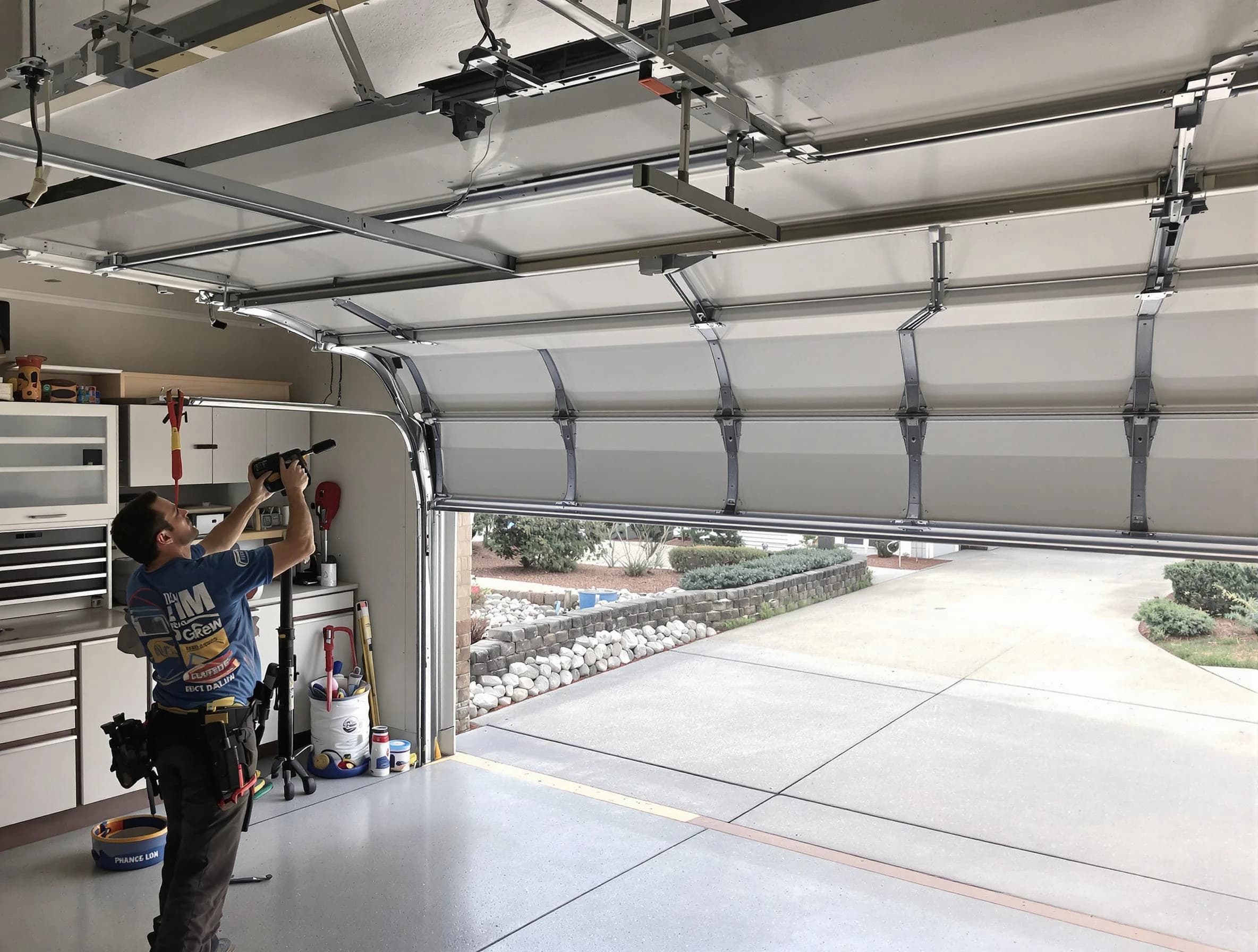 Garage door track repair service by South Park Garage Door Repair in South Park