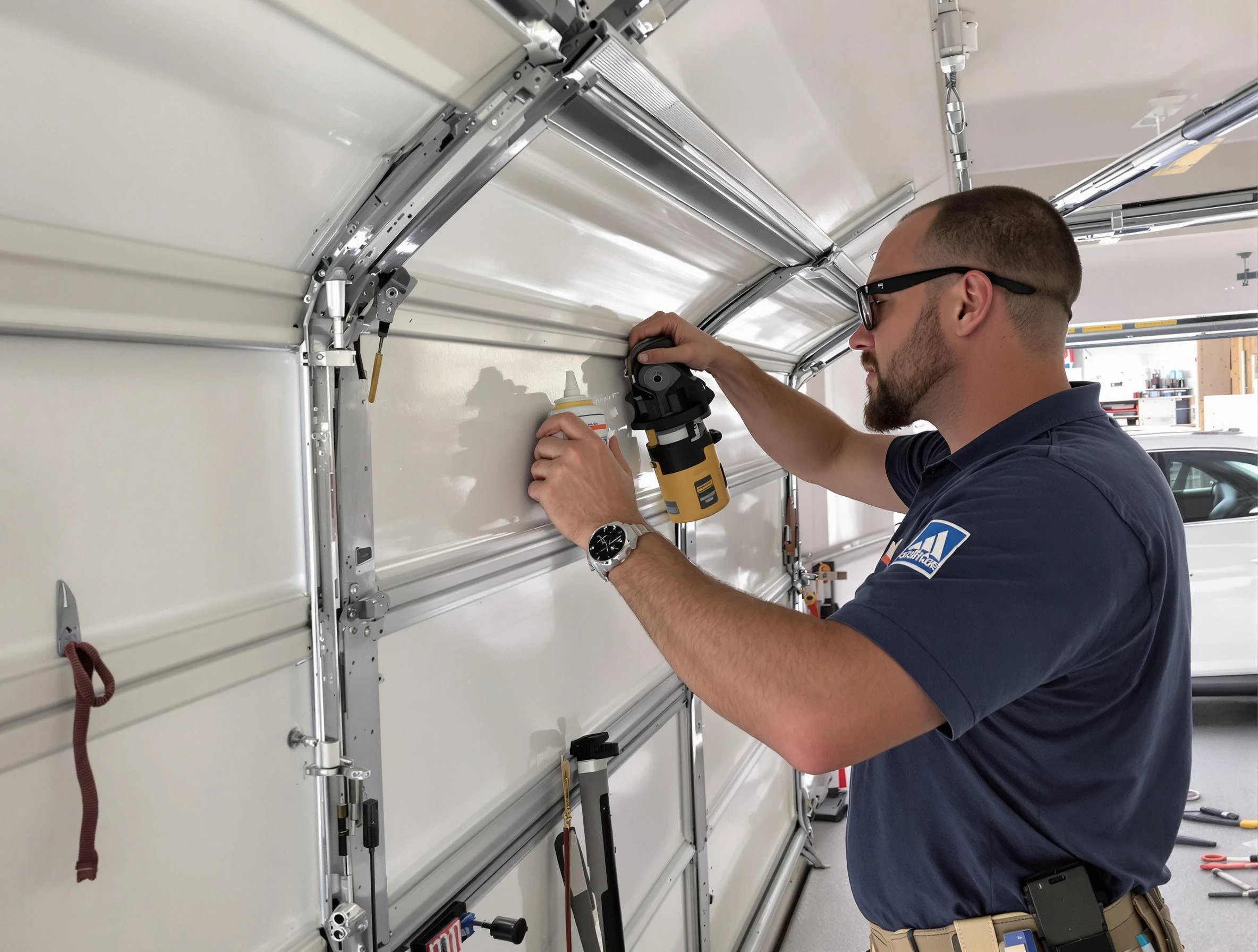 South Park Garage Door Repair technician quieting a noisy garage door in South Park