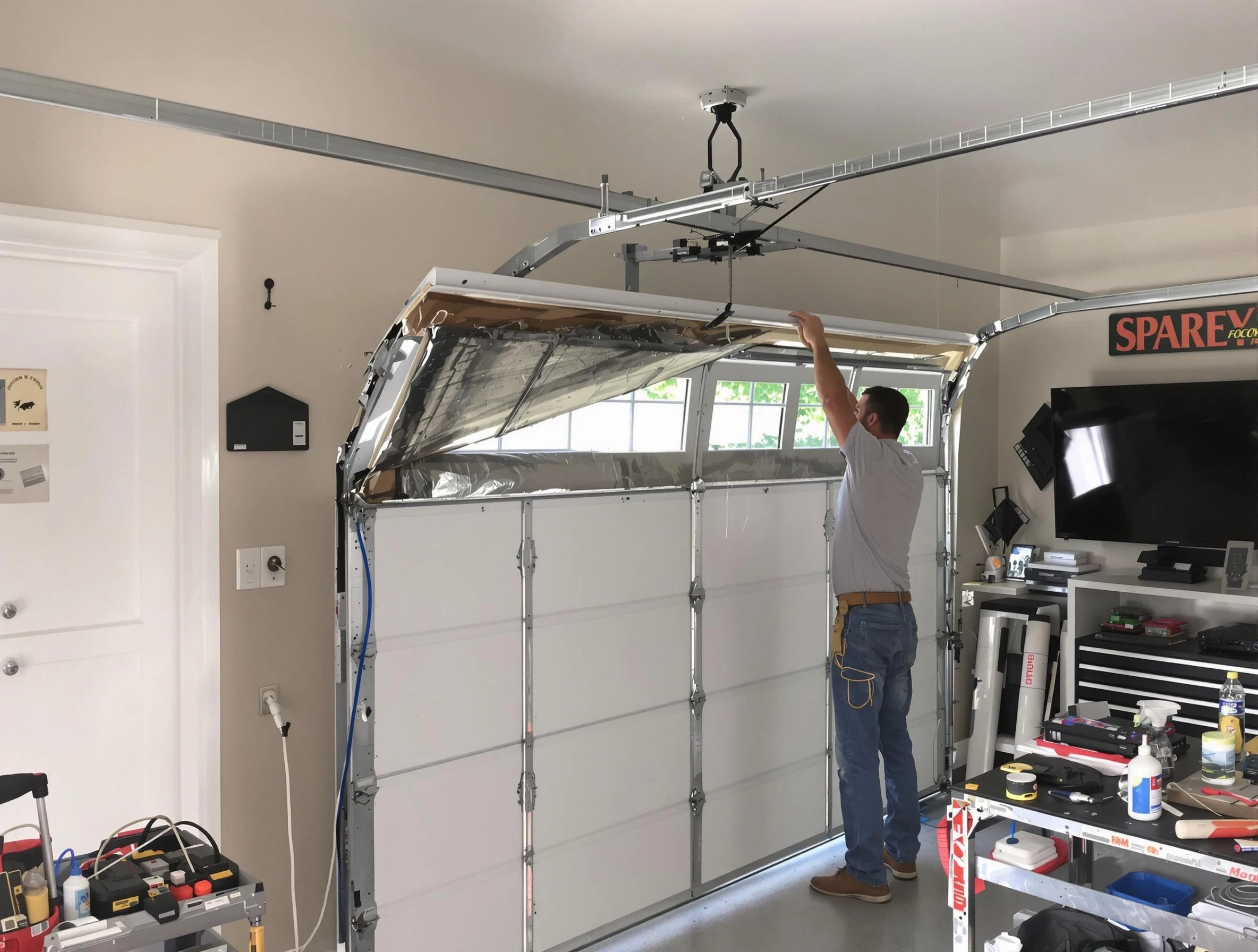 Garage door section replacement by South Park Garage Door Repair in South Park